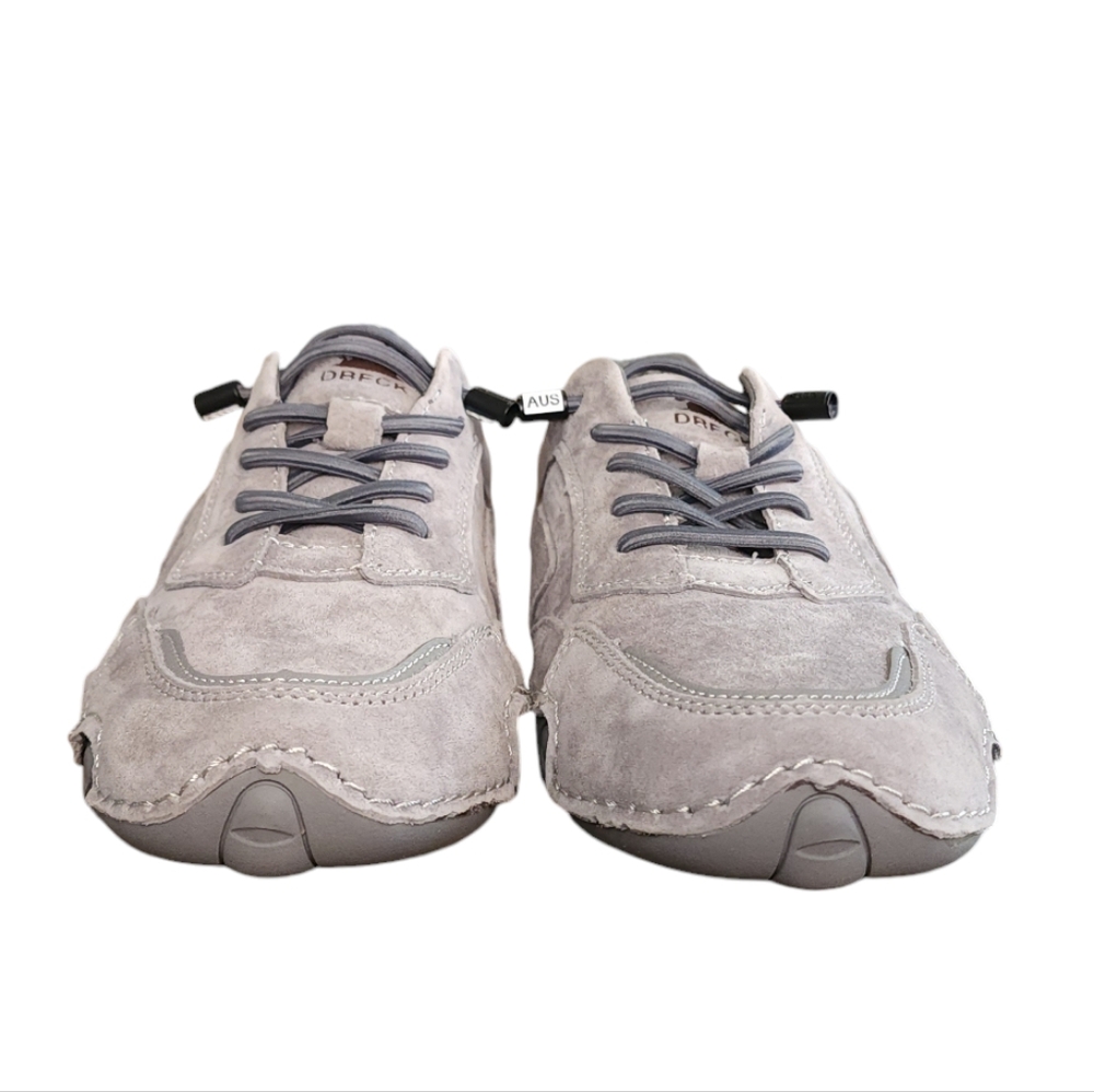 Dbeck Women's Taupe Suede Lace-Up Casual Flats - Picture 4 of 7